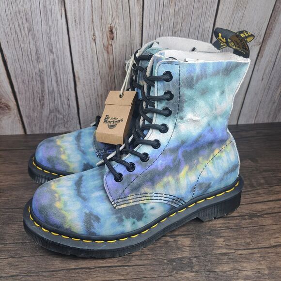 DR Martens 1460 Pascal Blue Tie Dye Summer Tumbled Boots Women's Sz 6 (NWT) - Picture 1 of 8